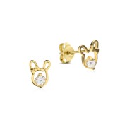 Cercei aur copii din aur 14K iepuras cu fundita cristal DiAmanti PZE0486G14K-AS